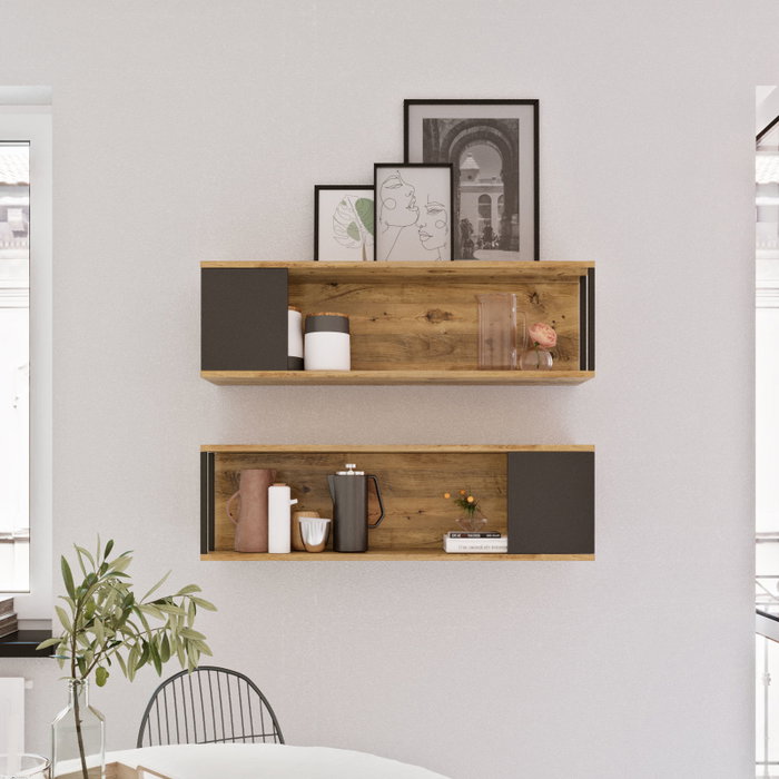 Hanah Home Vg18-A Estantería de Pared Pino Atlántico (2 piezas)